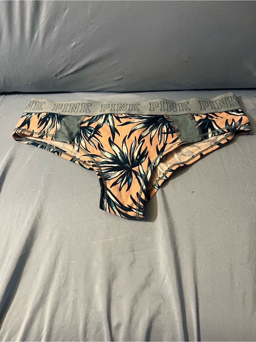 PINK Victoria's Secret Peach Floral Low Rise with Teal Accents